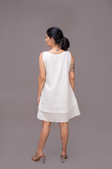 424-122 White Lotus "Villa" Double Layered White Short Dress