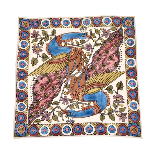 Peacock Splendor - Limited Edition Hand Painted Cotton Bandana