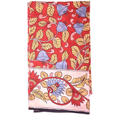 Crimson Blossom Symphony – Limited Edition Hand Painted Cotton Scarf (HS0006)