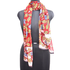 Crimson Blossom Symphony – Limited Edition Hand Painted Cotton Scarf (HS0006)