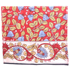 Crimson Blossom Symphony – Limited Edition Hand Painted Cotton Scarf (HS0006)