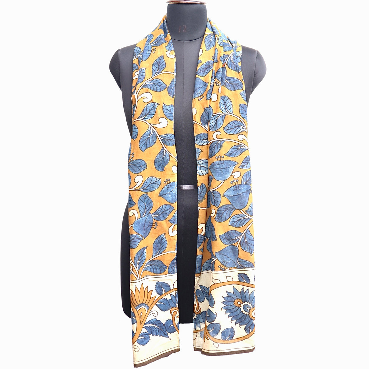 Indigo Meadow – Limited Edition Hand Painted Cotton Scarf(HS0016)