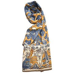 Royal Woodland Reverie – Limited Edition Hand Painted Cotton Scarf(HS0023)