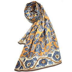 Azure Meadow - Limited Edition Hand Painted Cotton Scarf(HS0026)