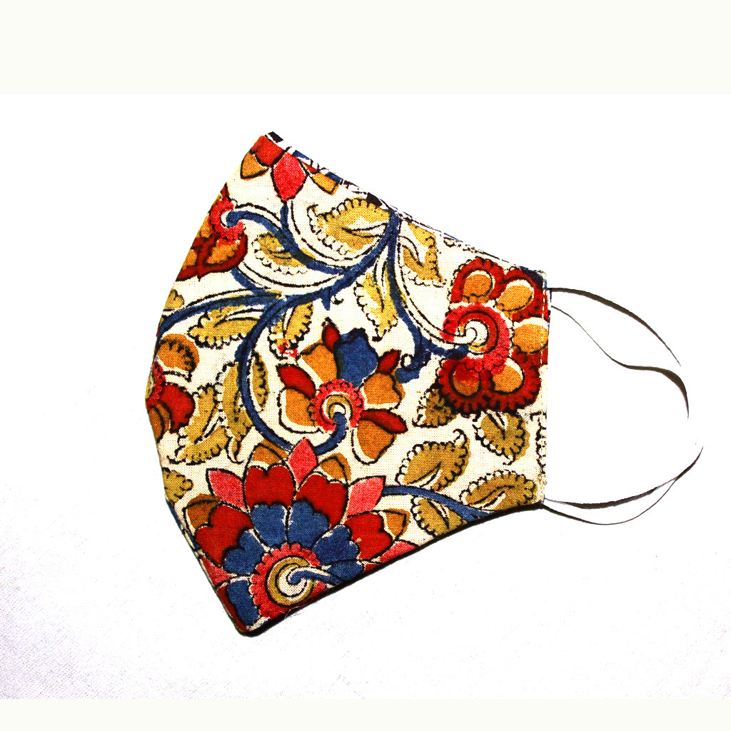 Kalamkari Cotton Mask- Flowers (MS0004)