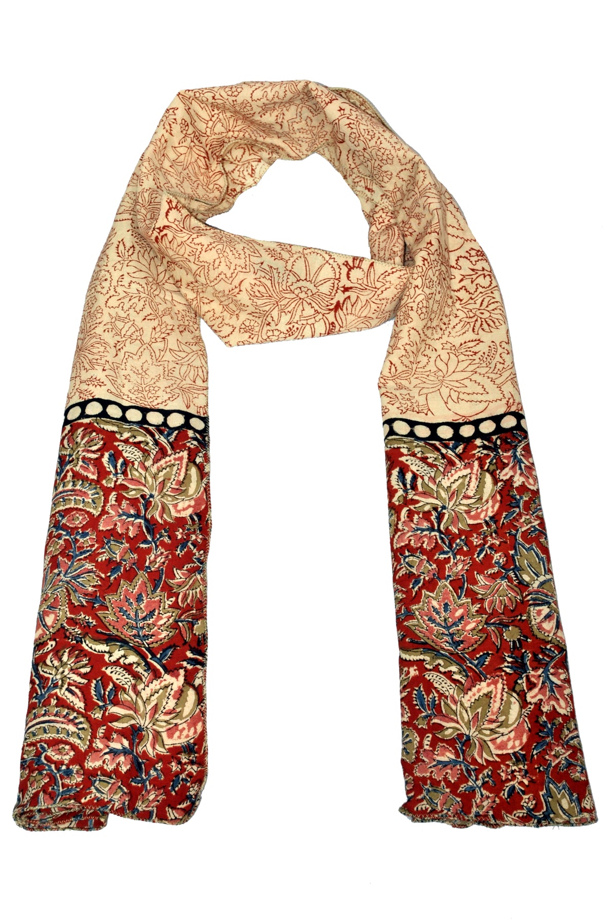 SOP0015- Kalamkari Oblong Scarf with border print