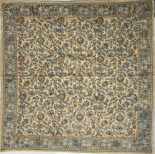 KK1411 Kalamkari Cotton Bandana - Blue Vine (KK1411)