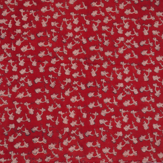 KK1423 Kalamkari Cotton Bandana - Bikes Red (KK1423)